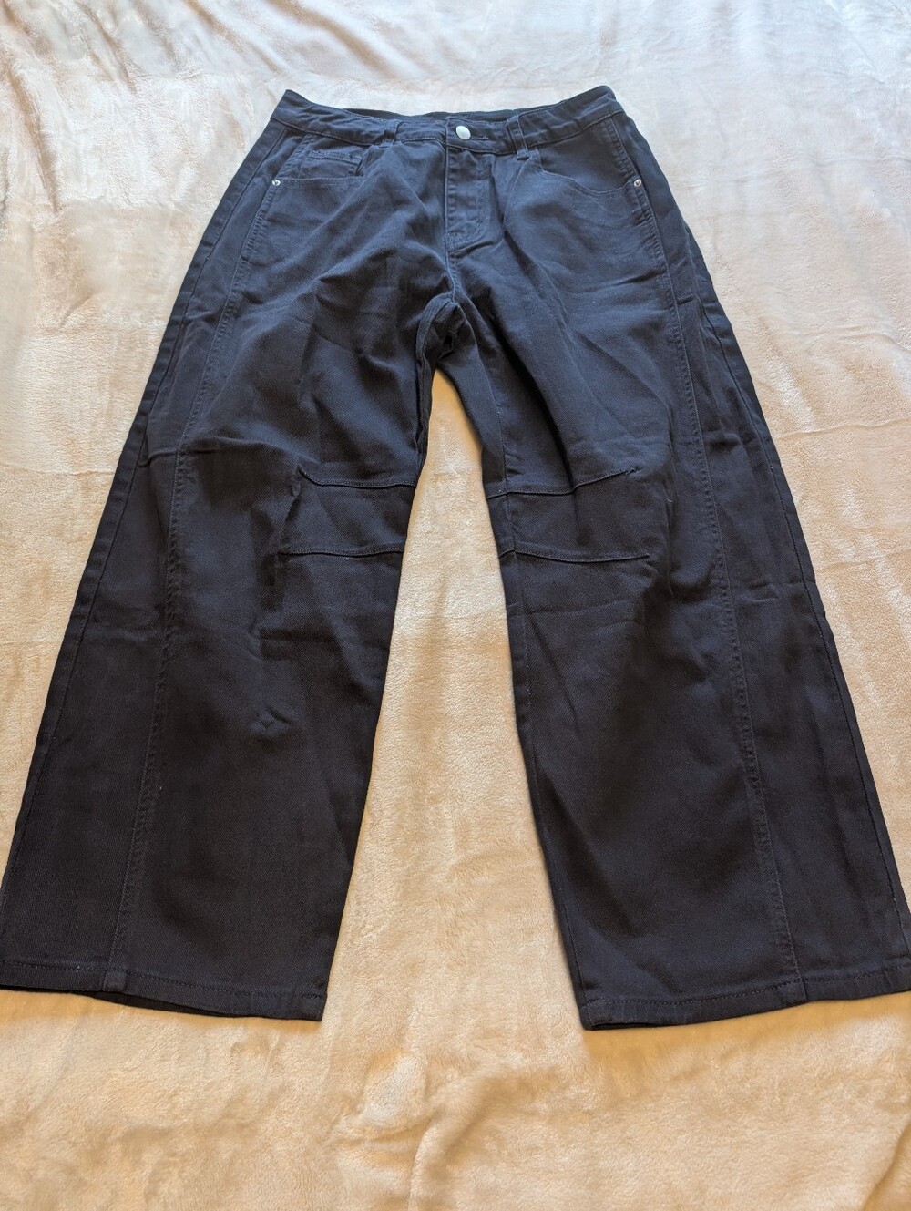 Flamingals Mid-rise Straight Leg Wide Cropped Pants In Navy NWOT Women's Medium - Picture 4 of 8